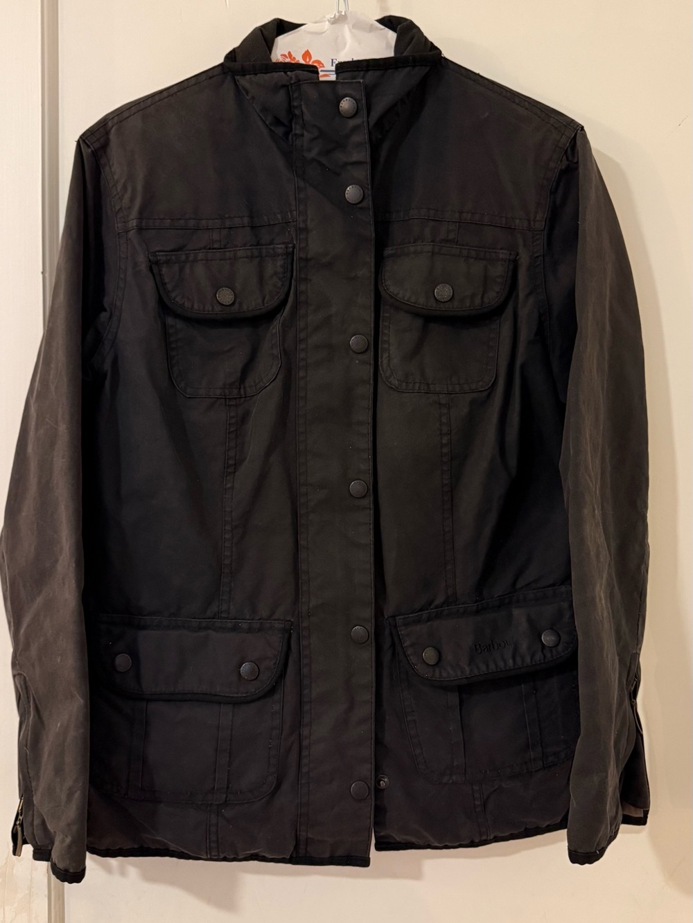 Barbour Black Utility Field Jacket with Snap Pockets